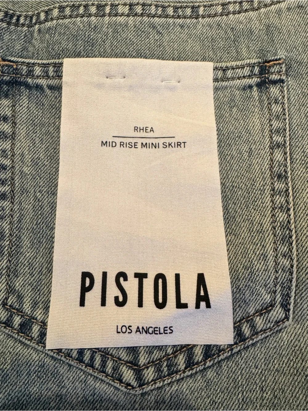 Pistola Rhea Mid Rise Light Blue Denim Mini Skirt - Picture 3 of 5